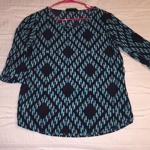 Black and aqua blouse